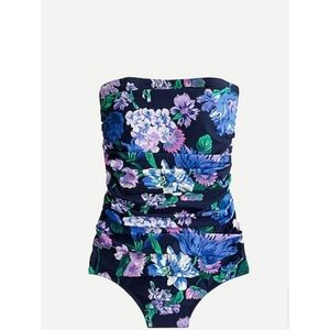 2. J.Crew Long-torso ruched bandeau one-piece in retro floral